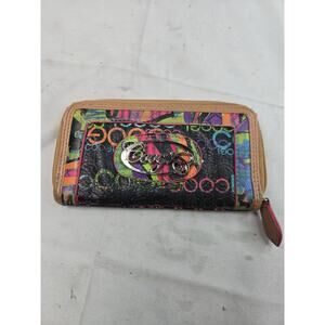 COOGI Logo Wallet Multicolor All Over Print Rectangle Long Brown